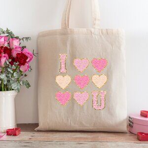 Women's Pink Gold Valentines Day Felt look Heavy Canvas Custom Cotton Tote Bag